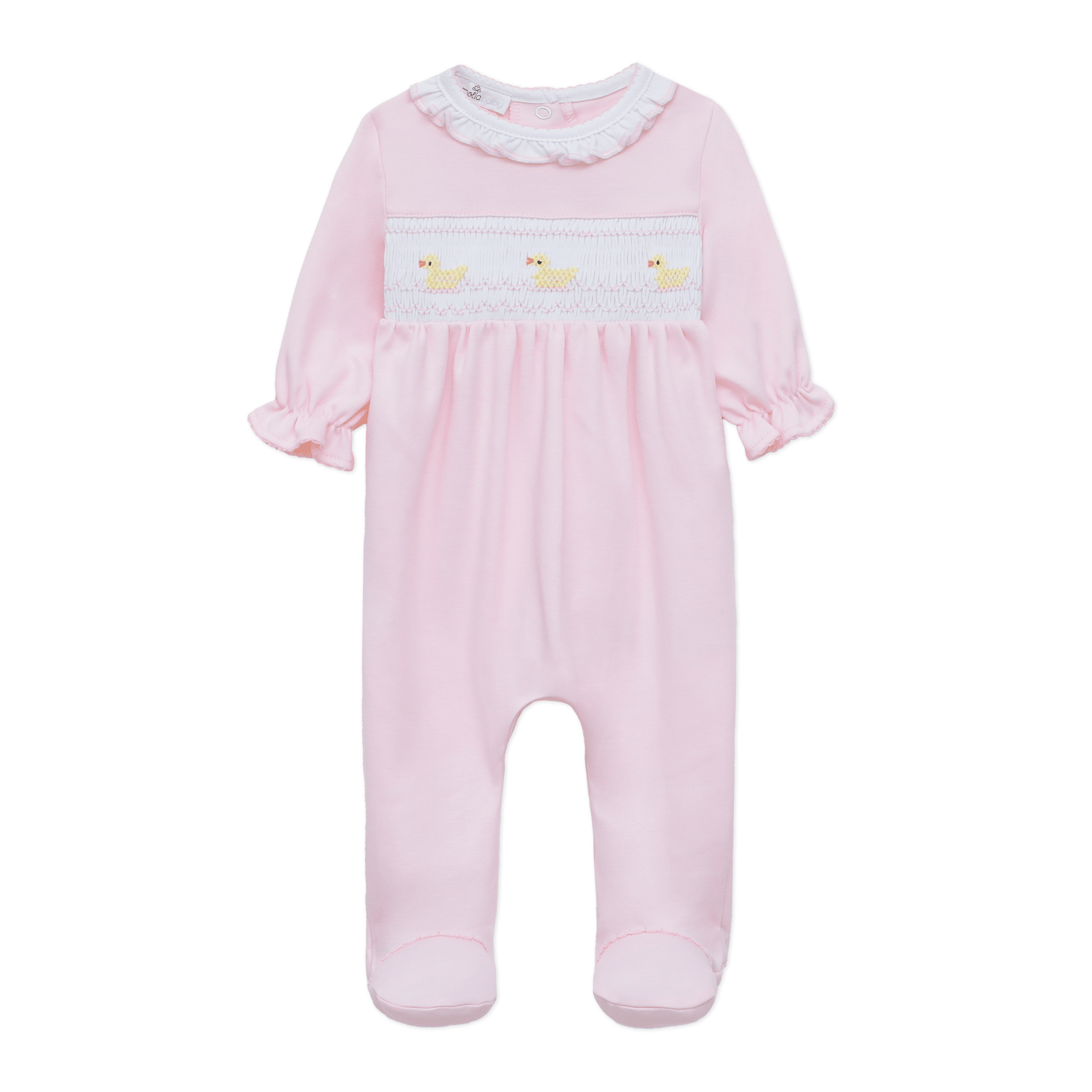 Little Ducklings Classics Pink Smocked Girl Footie