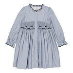 Kidiwi Lola smocked dress in arctic blue twill