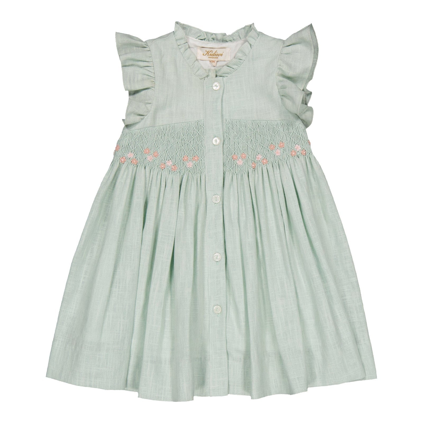 Lolyne Smocked Dress - Mint Linen