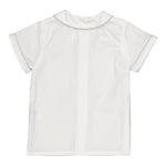 Lucien Shirt - White Poplin with Mint Piping