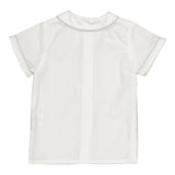 Lucien Shirt - White Poplin with Mint Piping