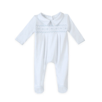 Lizzie and Landon's Classics Light Blue Smocked Collared Footie