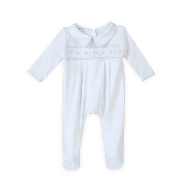 Lizzie and Landon's Classics Light Blue Smocked Collared Footie