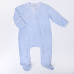 Mini Checks Light Blue Zip Footie