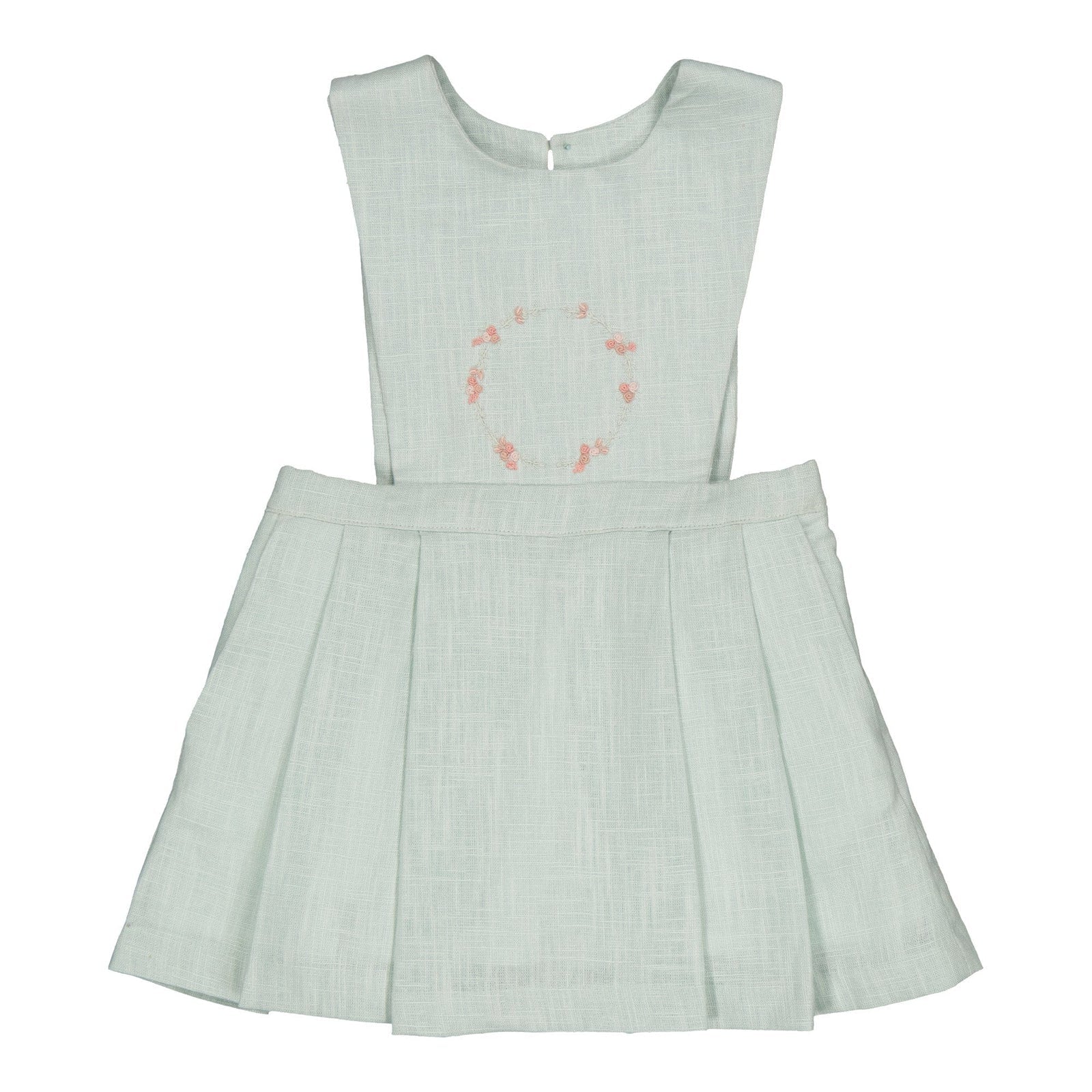 Maite Embroidered Pinafore - Mint Linen