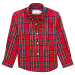 Properly Tied boys Seasonal Sportshirt in Yuletide, red holiday tartan button-down