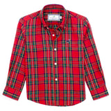 Properly Tied boys Seasonal Sportshirt in Yuletide, red holiday tartan button-down