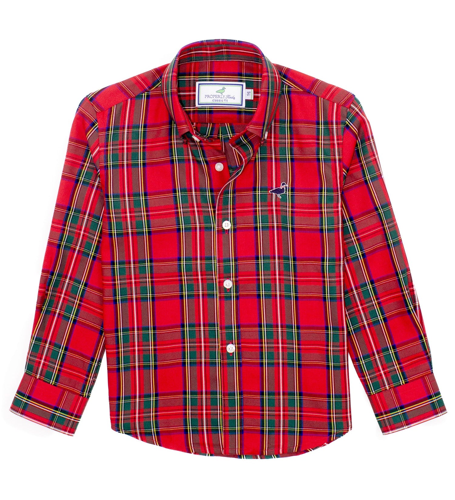 Properly Tied boys Seasonal Sportshirt in Yuletide, red holiday tartan button-down
