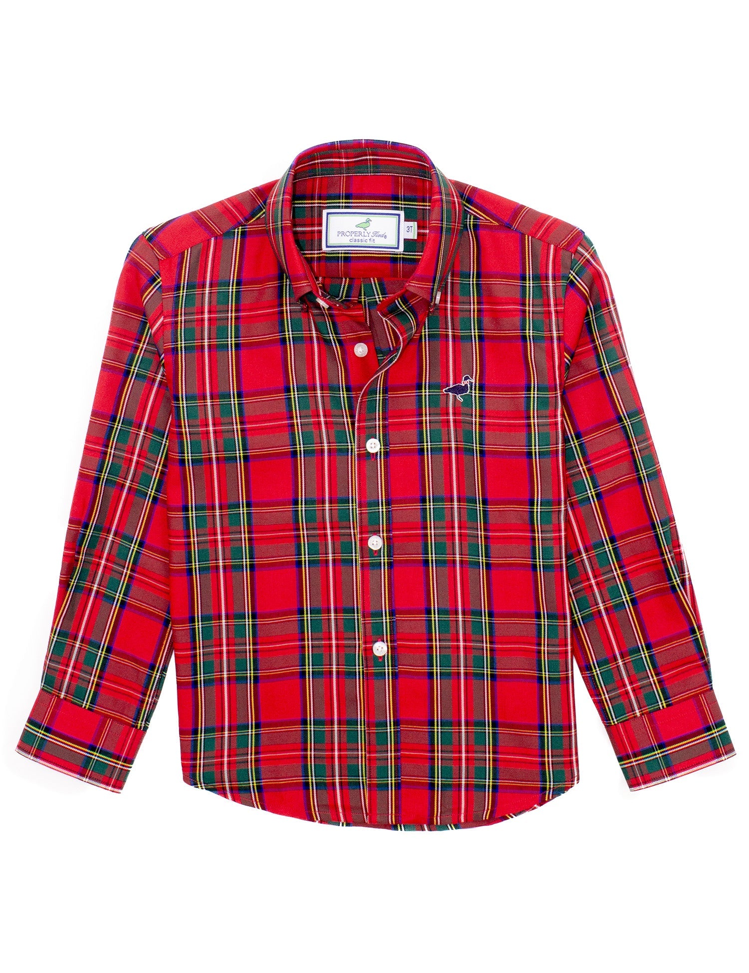 Properly Tied boys Seasonal Sportshirt in Yuletide, red holiday tartan button-down