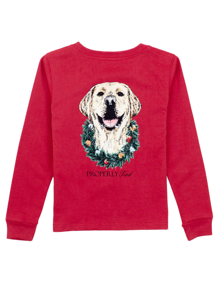Boys Deck The Paws Long Sleeve -  Cabernet