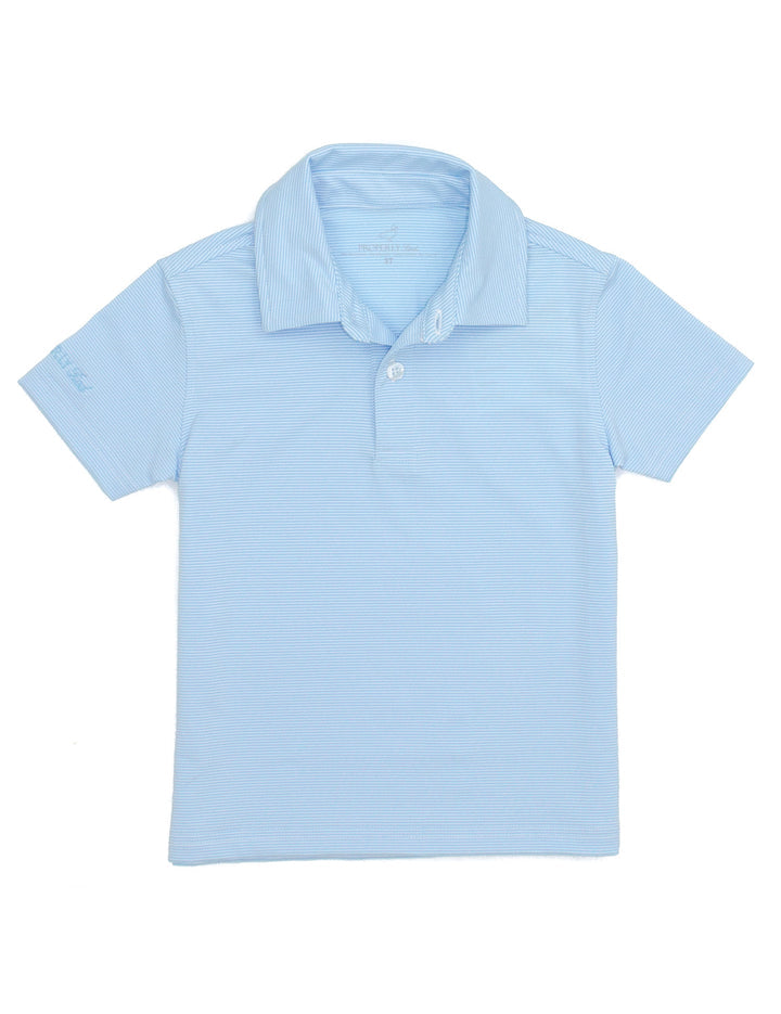 Boys Gulfport Polo - Powder Blue Stripe