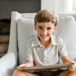 Properly Tied boys Inlet polo in Pointer print, detail view
