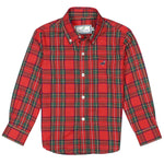 Properly Tied baby Seasonal Sportshirt in Yuletide, red holiday tartan button-down