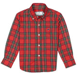 Properly Tied baby Seasonal Sportshirt in Yuletide, red holiday tartan button-down