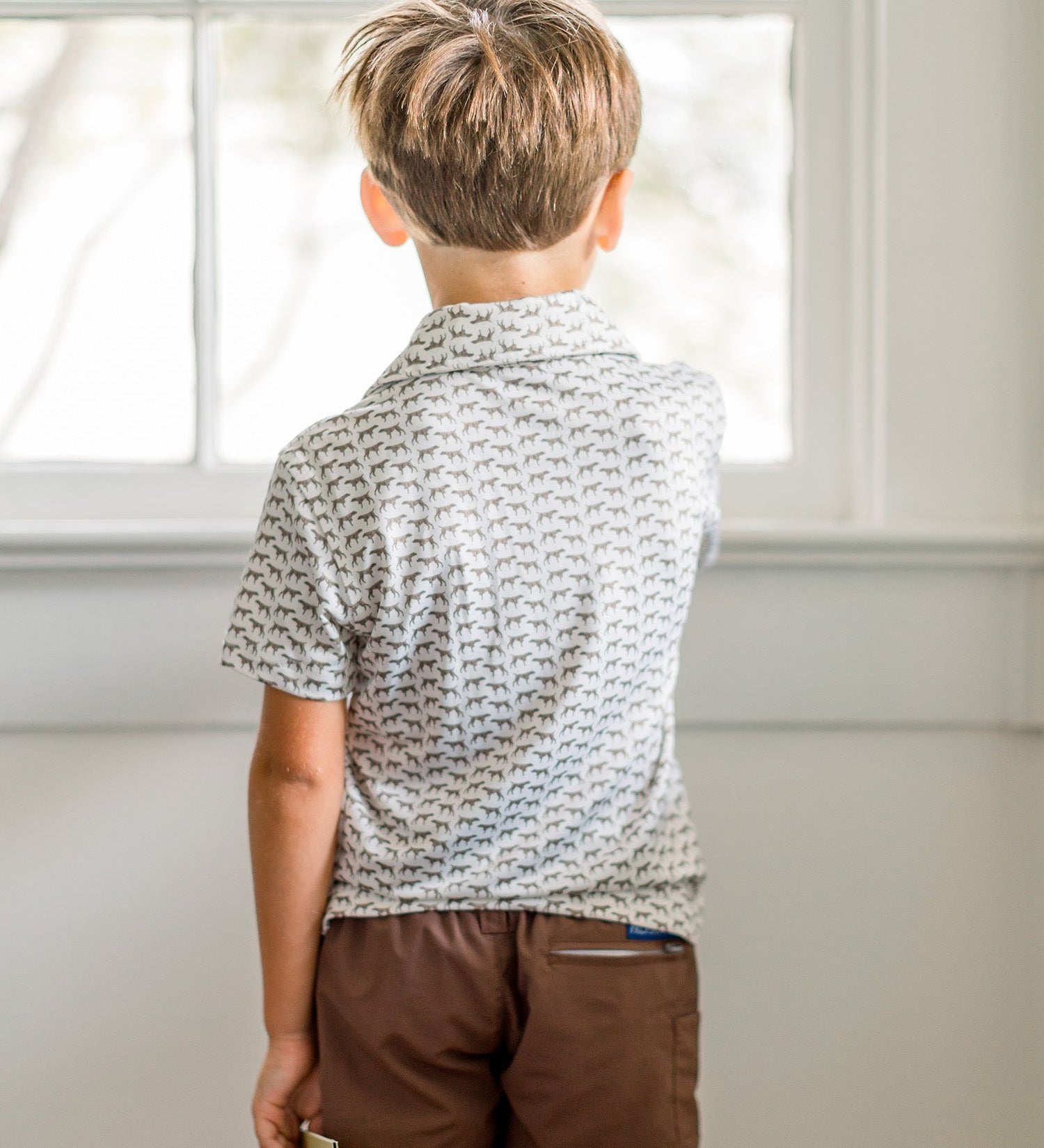 Properly Tied boys Inlet polo in Pointer print, alternate view