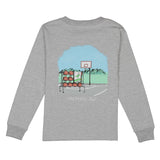 Properly Tied boys basketball long sleeve tee in light heather grey with hoop graphic