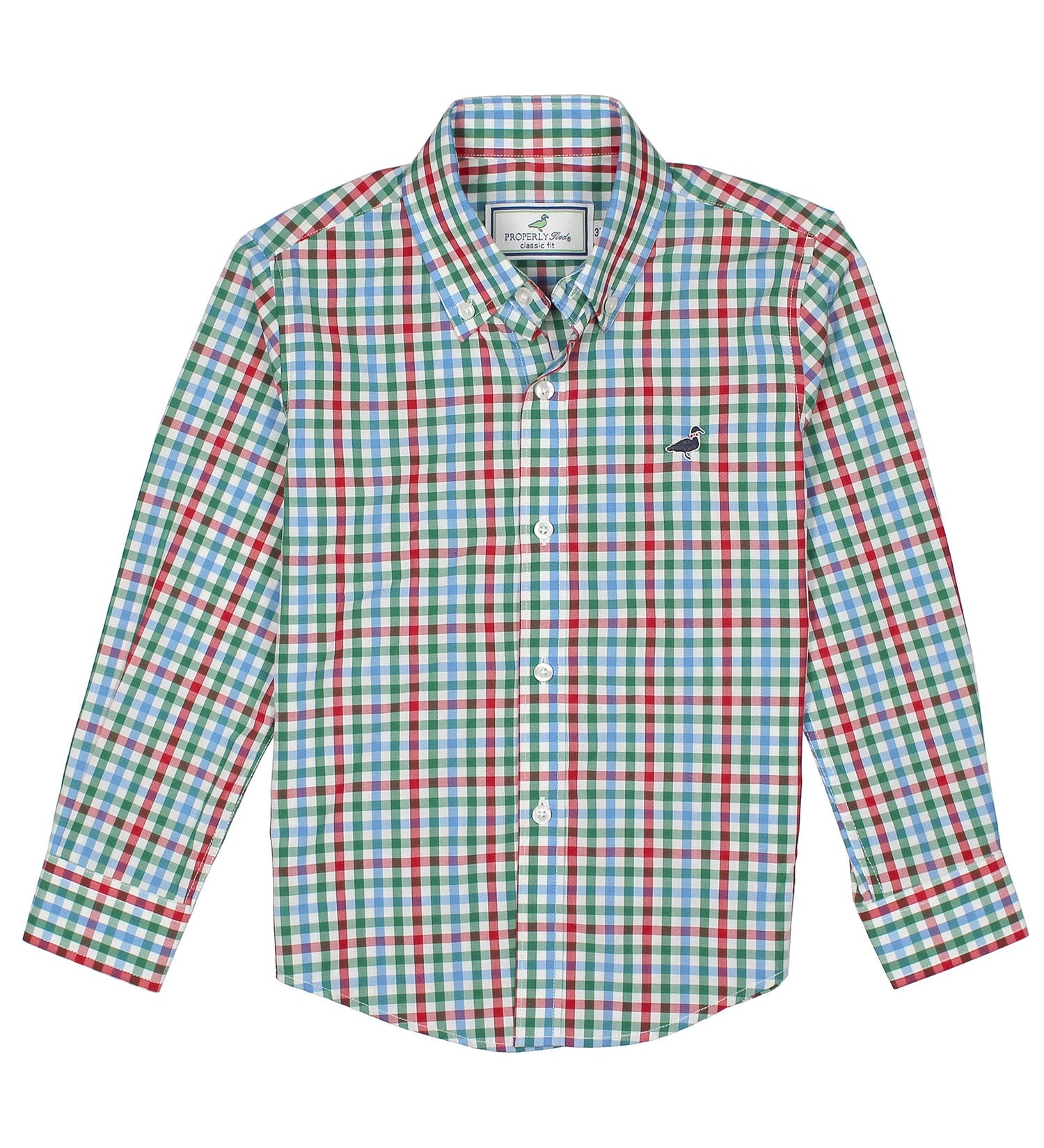 Properly Tied baby Seasonal Sportshirt in Jolly, red, green and aqua multi-check button-down