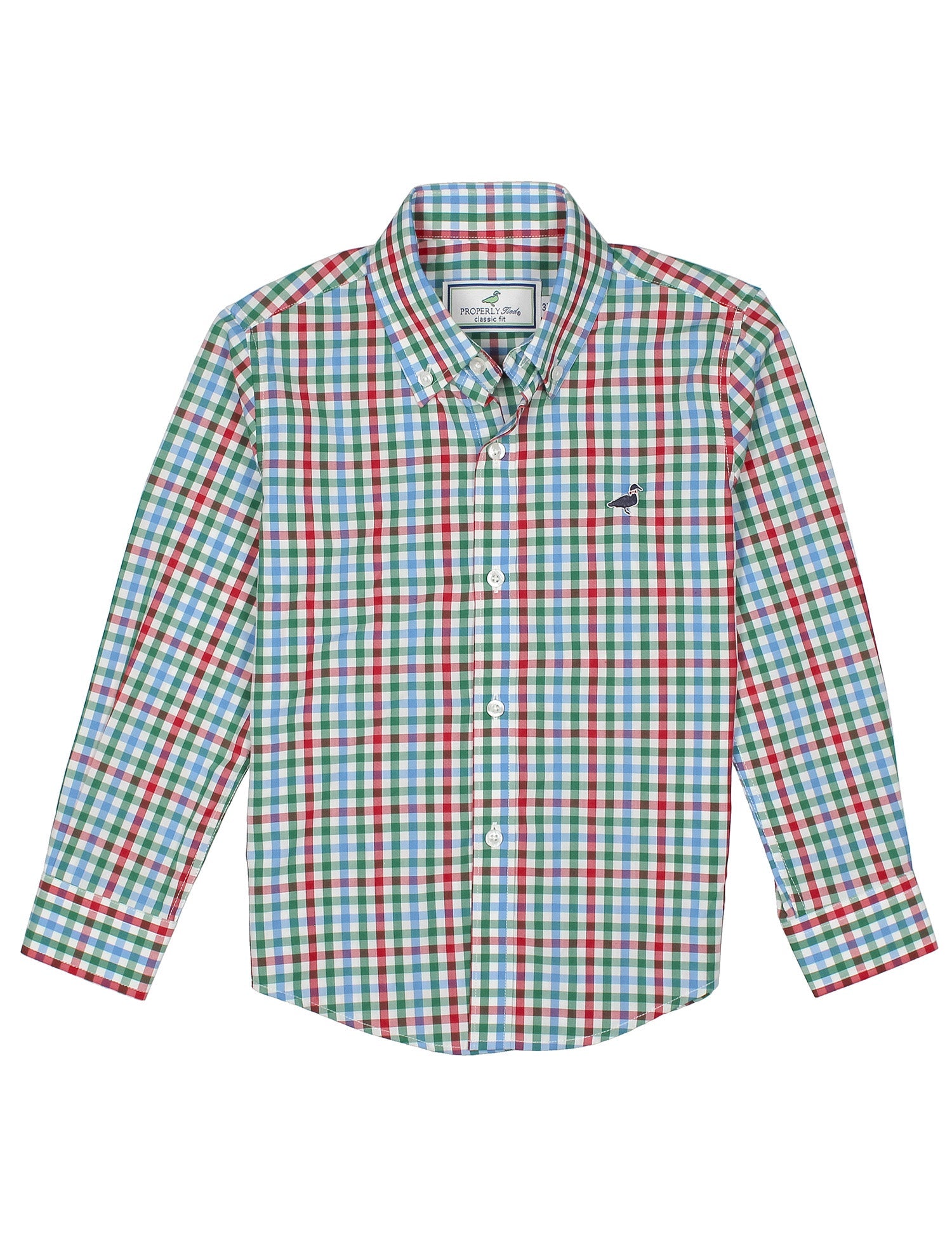 Properly Tied baby Seasonal Sportshirt in Jolly, red, green and aqua multi-check button-down