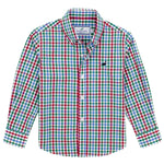 Properly Tied boys Seasonal Sportshirt in Jolly, red, green and aqua multi-check button-down