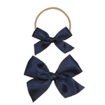 Satin Bow Alligator Clip - Midnight Blue