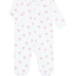 Pink Heart Print Zipper Footie
