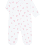 Pink Heart Print Zipper Footie