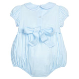Smocked Emery Bubble - Light Blue with White