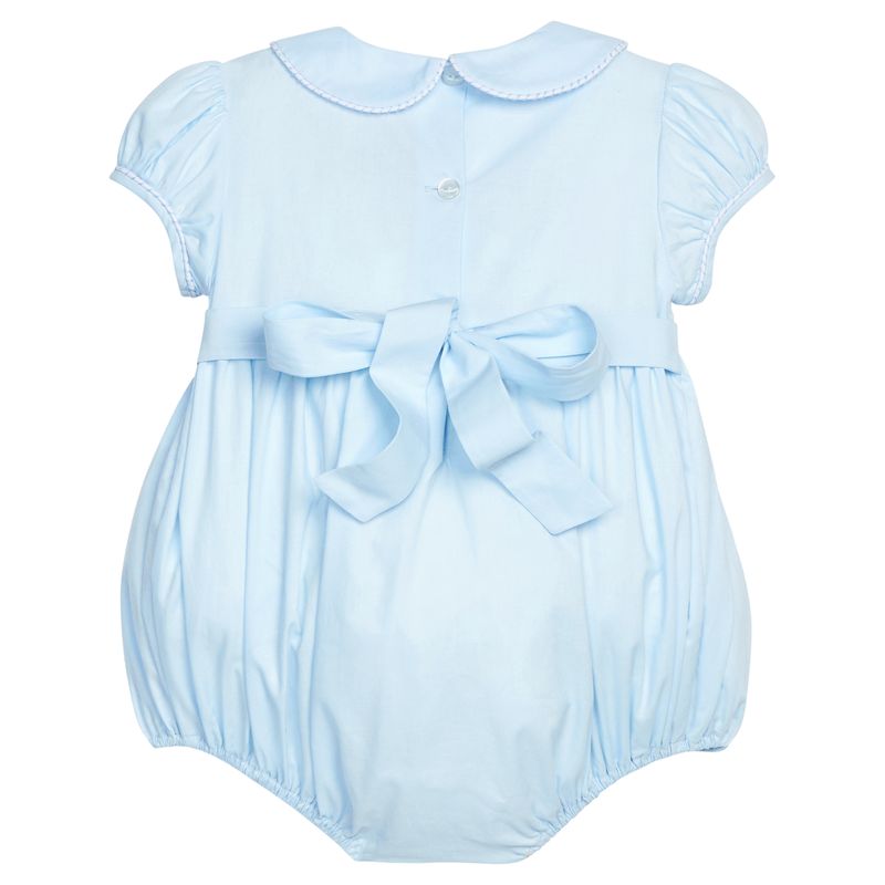 Smocked Emery Bubble - Light Blue with White