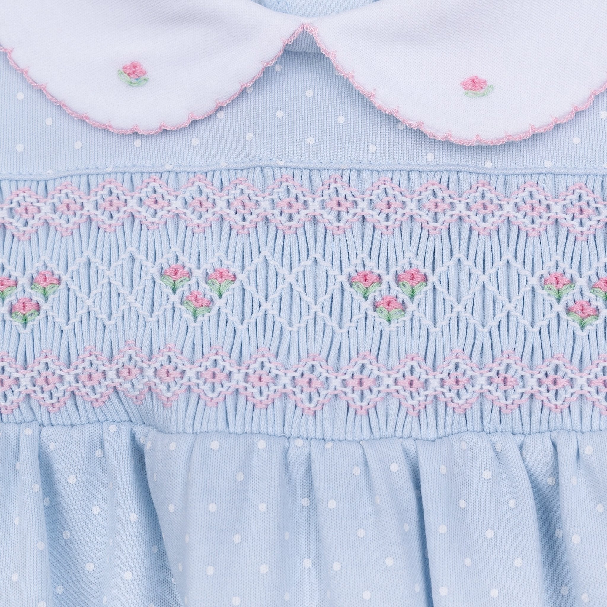 Piper's Classics Light Blue Girl Smocked Bubble