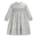 Smocked Floral Dress - Sage/Gold