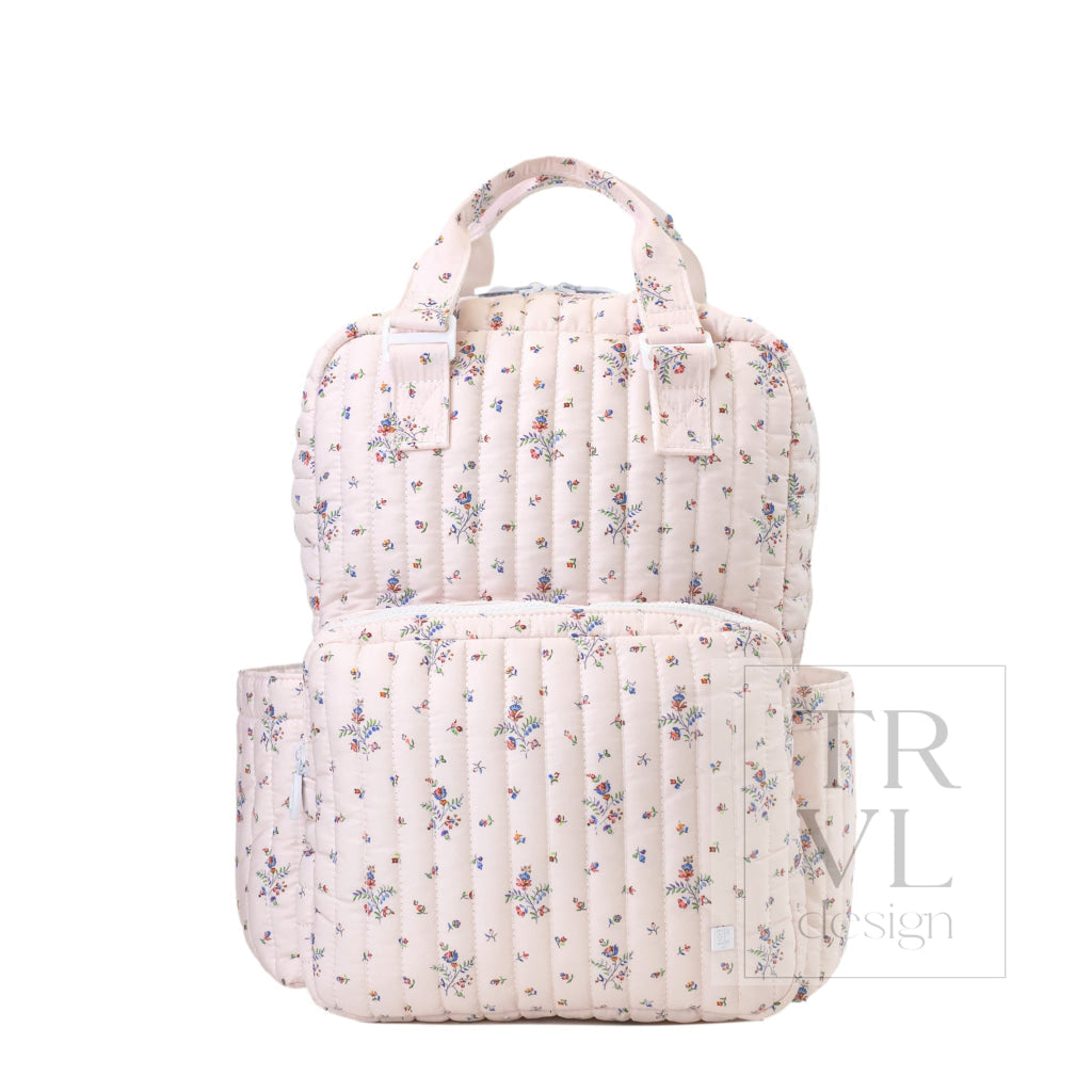 TRVL Quilted All You Need Bag in Fleurie, a roomy floral print quilted carryall