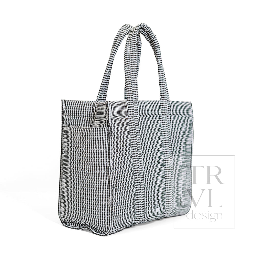QUILTED GO GO TOTE - Gingham Black