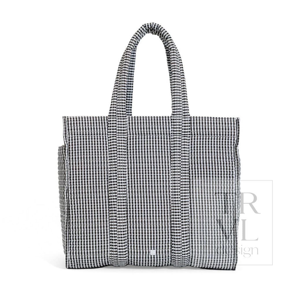 QUILTED GO GO TOTE - Gingham Black