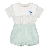 Robinson Set - White Poplin and Aqua Seersucker