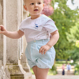 Robinson Set - White Poplin and Aqua Seersucker