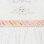 Sarah Louise White Cotton Hand-Smocked Dress