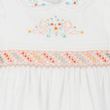 Sarah Louise White Cotton Hand-Smocked Dress