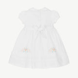 Sarah Louise White Cotton Hand-Smocked Dress