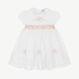 Sarah Louise White Cotton Hand-Smocked Dress