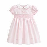 Sarah Louise Pink Smocked Dress with Floral and Bow Details