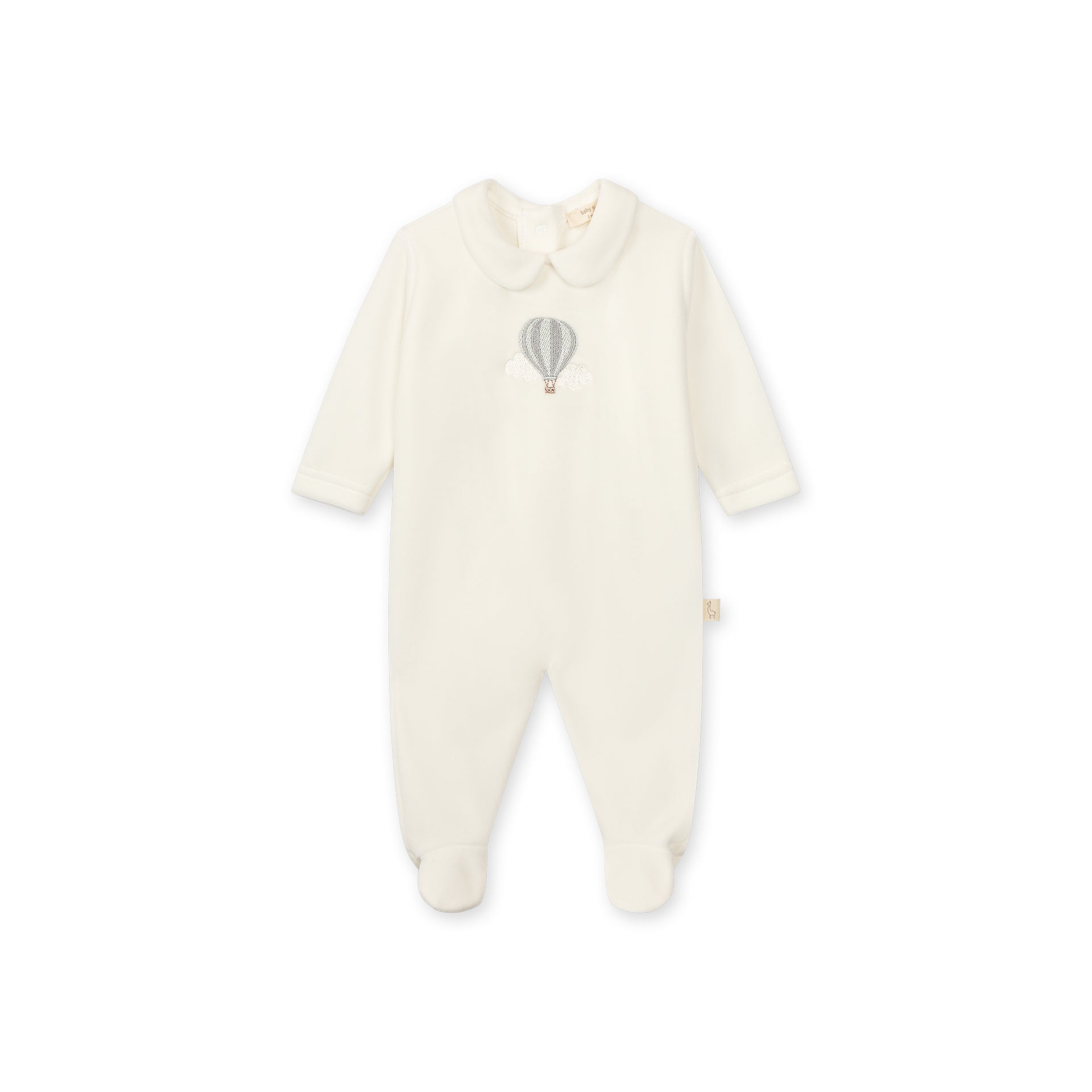 Air Balloon Velour Footie - Ivory