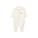 Bear Velour Footie (Front Opening) - Ivory