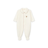 Bear Velour Footie (Front Opening) - Ivory