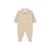 Toadstool Velour Footie (Front Opening) - Taupe