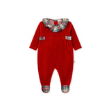 Gingerbread Velour Footie - Red (Girl)
