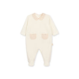 Heather Velour Footie - Ivory