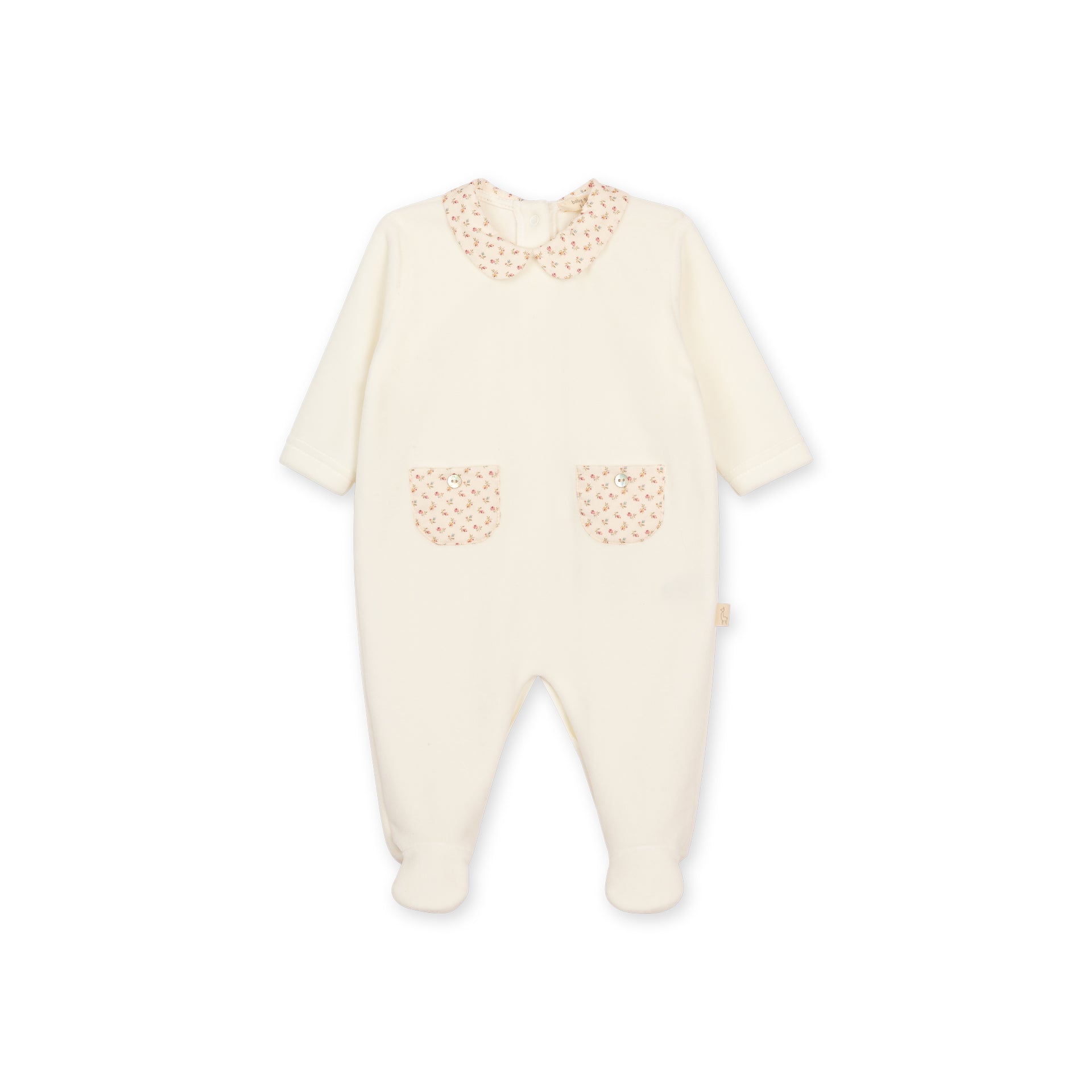 Heather Velour Footie - Ivory