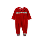 Gingerbread Velour Footie - Red (Boy)
