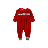 Gingerbread Velour Footie - Red (Boy)