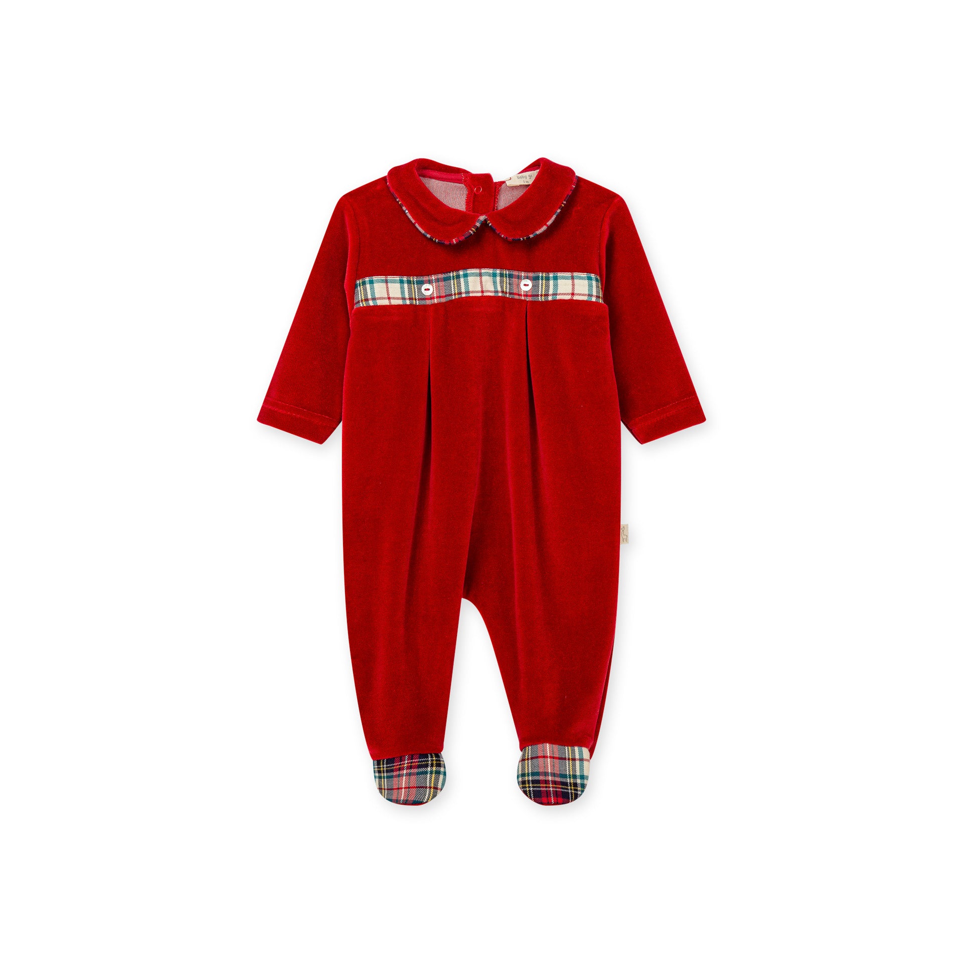 Gingerbread Velour Footie - Red (Boy)